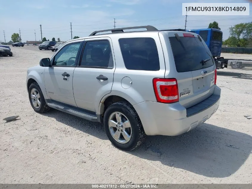 2008 Ford Escape Xlt VIN: 1FMCU931X8KD14809 Lot: 40217812