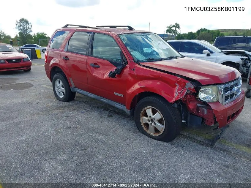 2008 Ford Escape Xlt VIN: 1FMCU03Z58KB01199 Lot: 40412714