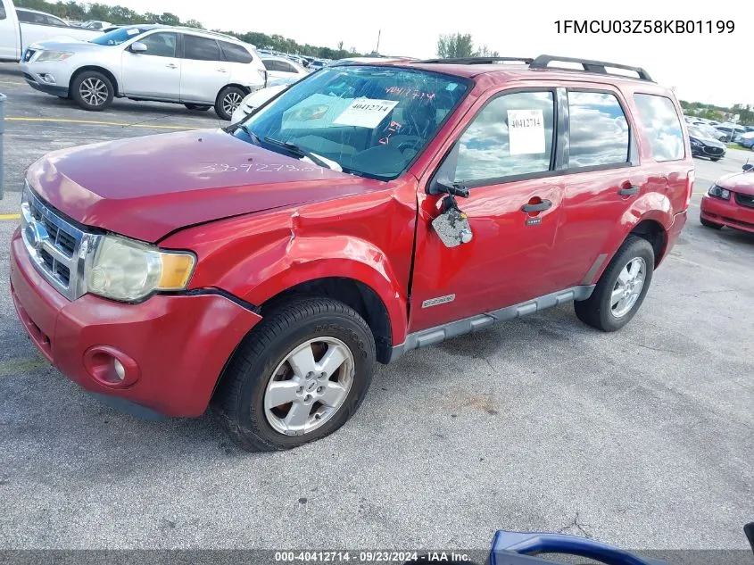 2008 Ford Escape Xlt VIN: 1FMCU03Z58KB01199 Lot: 40412714