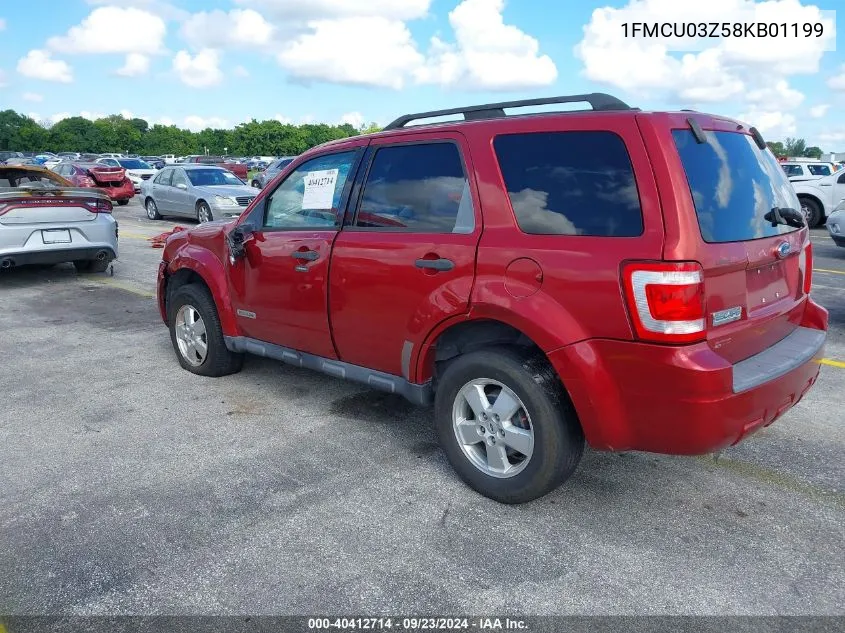 2008 Ford Escape Xlt VIN: 1FMCU03Z58KB01199 Lot: 40412714