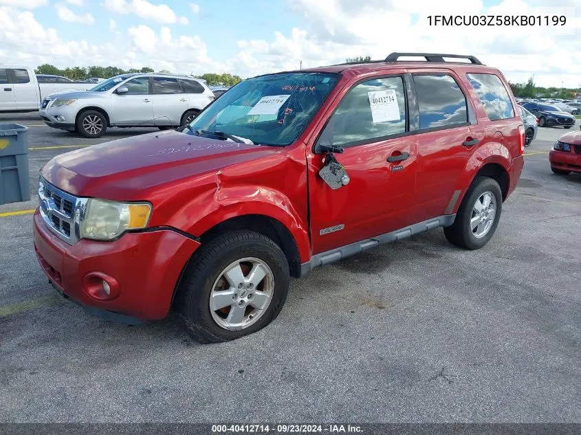 2008 Ford Escape Xlt VIN: 1FMCU03Z58KB01199 Lot: 40412714