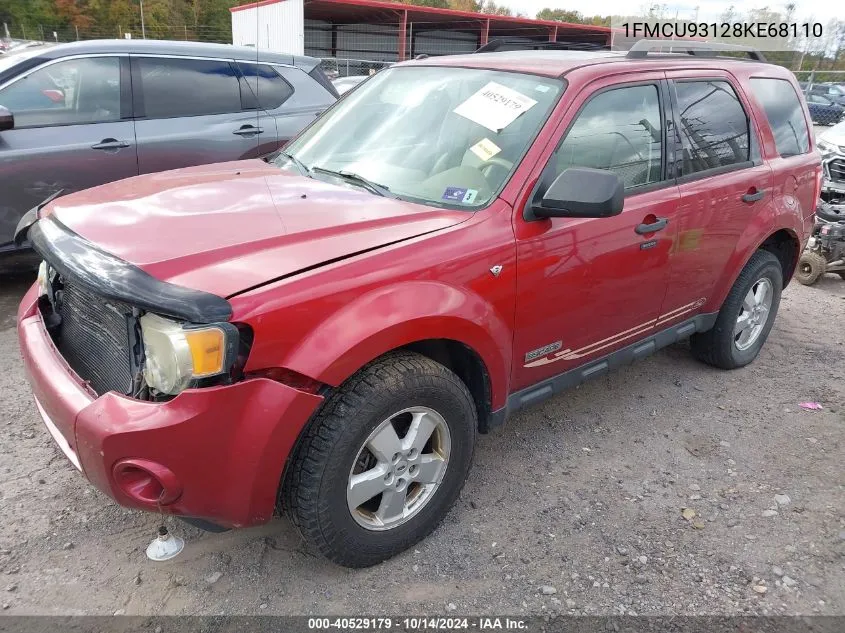 2008 Ford Escape Xlt VIN: 1FMCU93128KE68110 Lot: 40529179