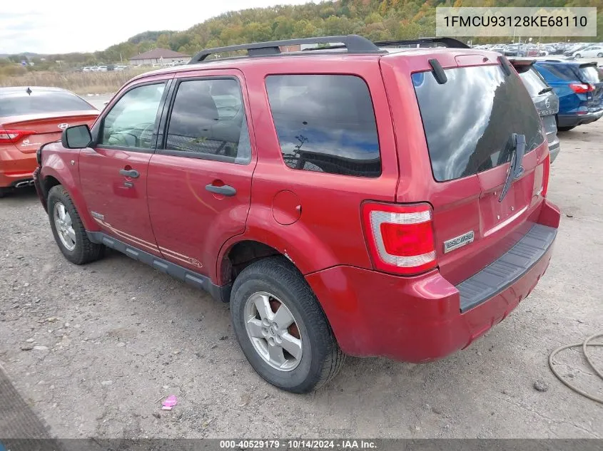 2008 Ford Escape Xlt VIN: 1FMCU93128KE68110 Lot: 40529179