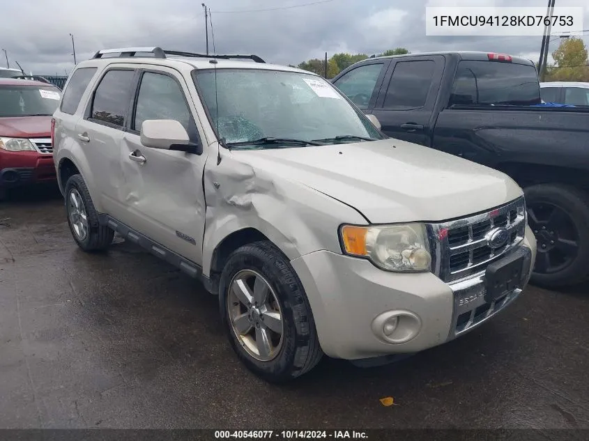 2008 Ford Escape Limited VIN: 1FMCU94128KD76753 Lot: 40546077