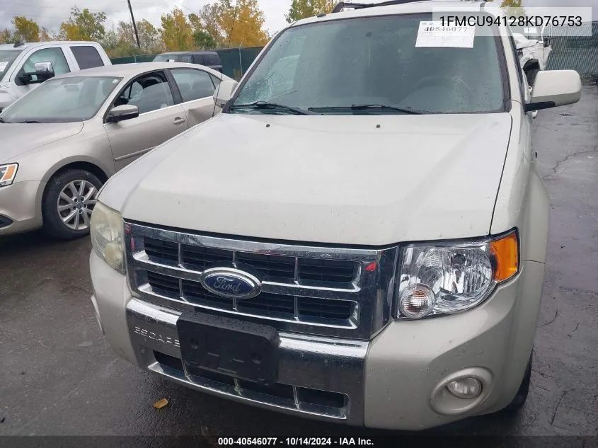 2008 Ford Escape Limited VIN: 1FMCU94128KD76753 Lot: 40546077