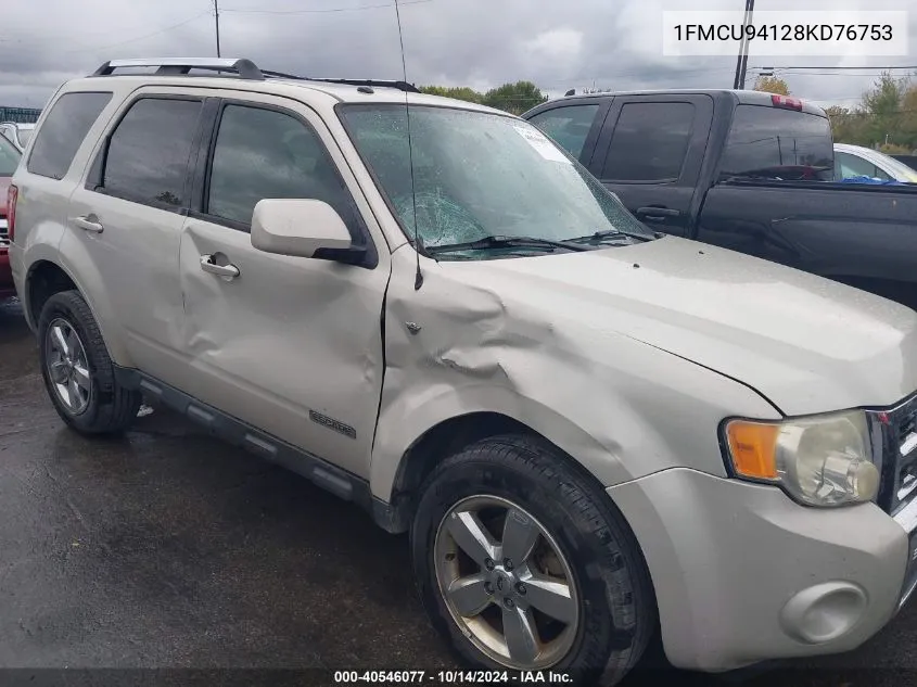 2008 Ford Escape Limited VIN: 1FMCU94128KD76753 Lot: 40546077