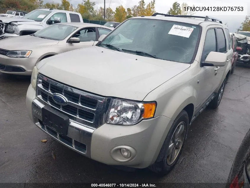 2008 Ford Escape Limited VIN: 1FMCU94128KD76753 Lot: 40546077