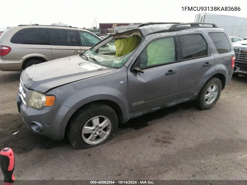 2008 Ford Escape Xlt VIN: 1FMCU93138KA83686 Lot: 40562854