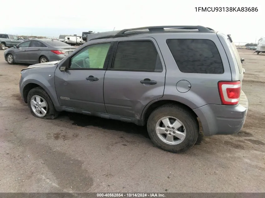 2008 Ford Escape Xlt VIN: 1FMCU93138KA83686 Lot: 40562854