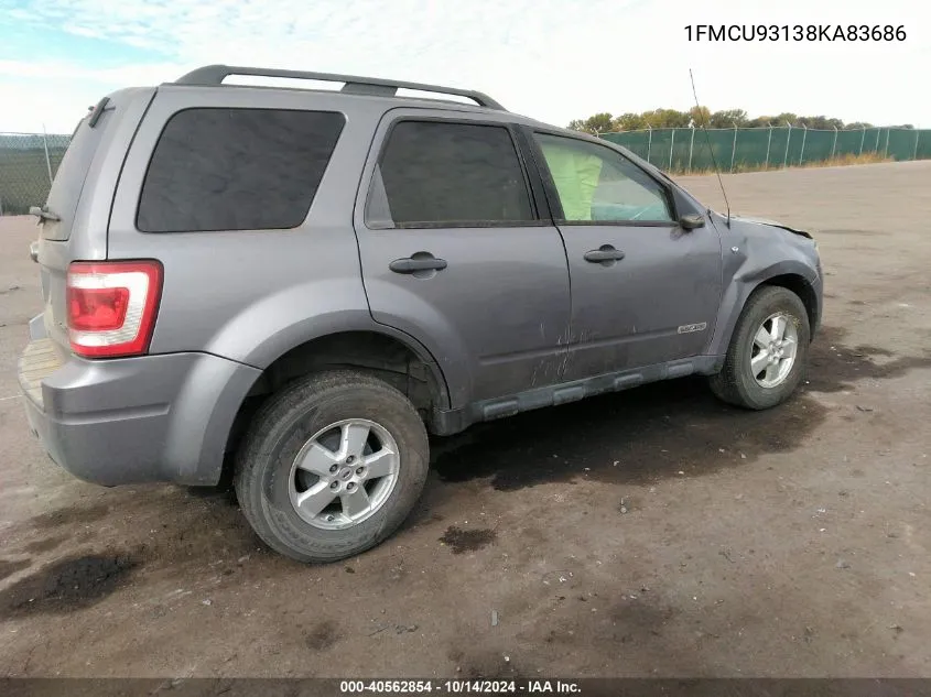 2008 Ford Escape Xlt VIN: 1FMCU93138KA83686 Lot: 40562854