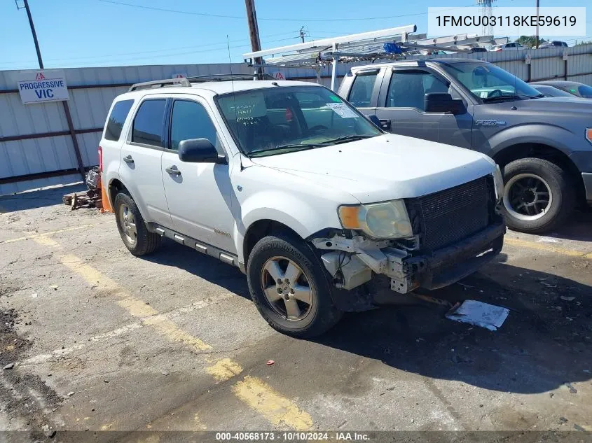 2008 Ford Escape Xlt VIN: 1FMCU03118KE59619 Lot: 40568173