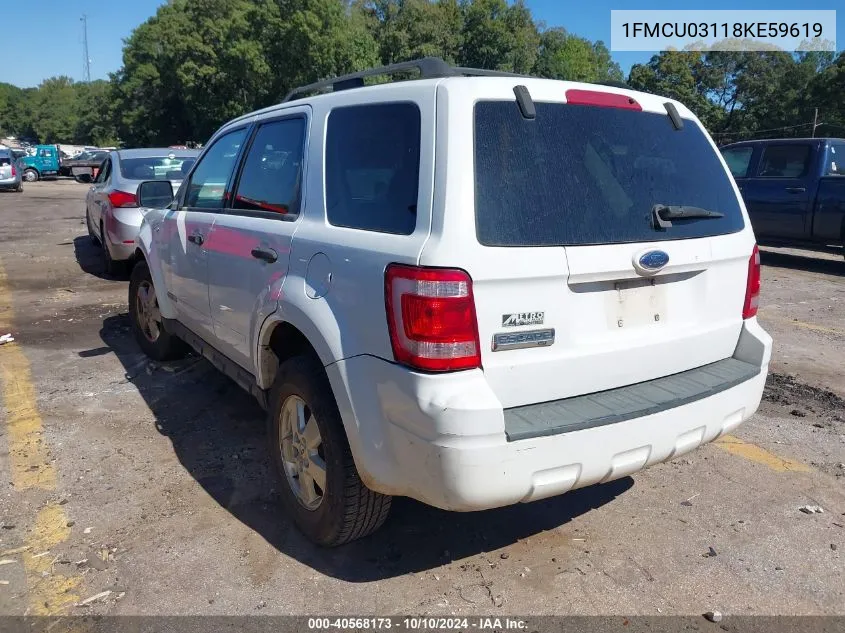 2008 Ford Escape Xlt VIN: 1FMCU03118KE59619 Lot: 40568173