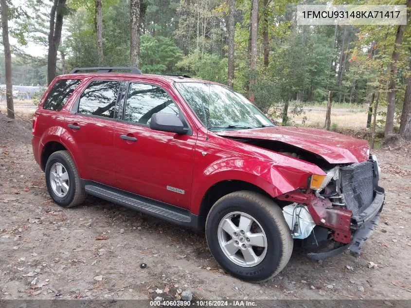 2008 Ford Escape Xlt VIN: 1FMCU93148KA71417 Lot: 40603890