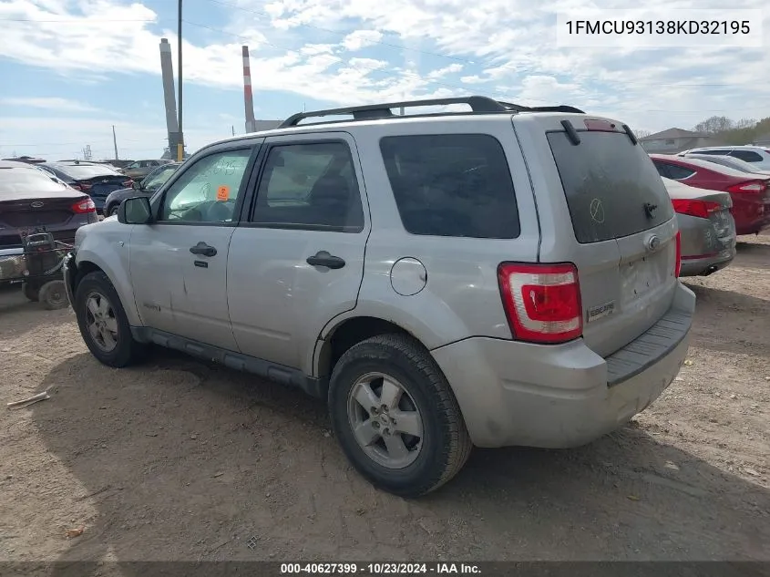 2008 Ford Escape Xlt VIN: 1FMCU93138KD32195 Lot: 40627399