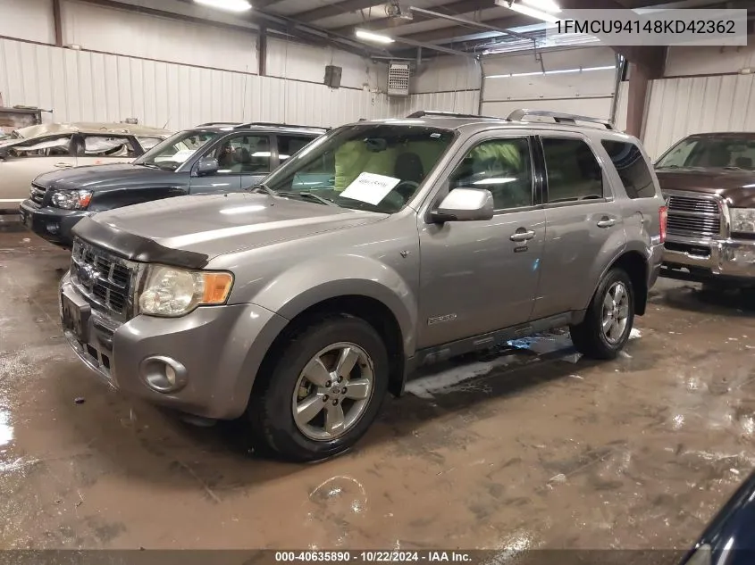 2008 Ford Escape Limited VIN: 1FMCU94148KD42362 Lot: 40635890