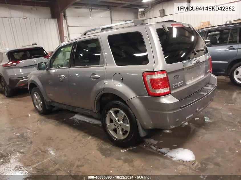 2008 Ford Escape Limited VIN: 1FMCU94148KD42362 Lot: 40635890