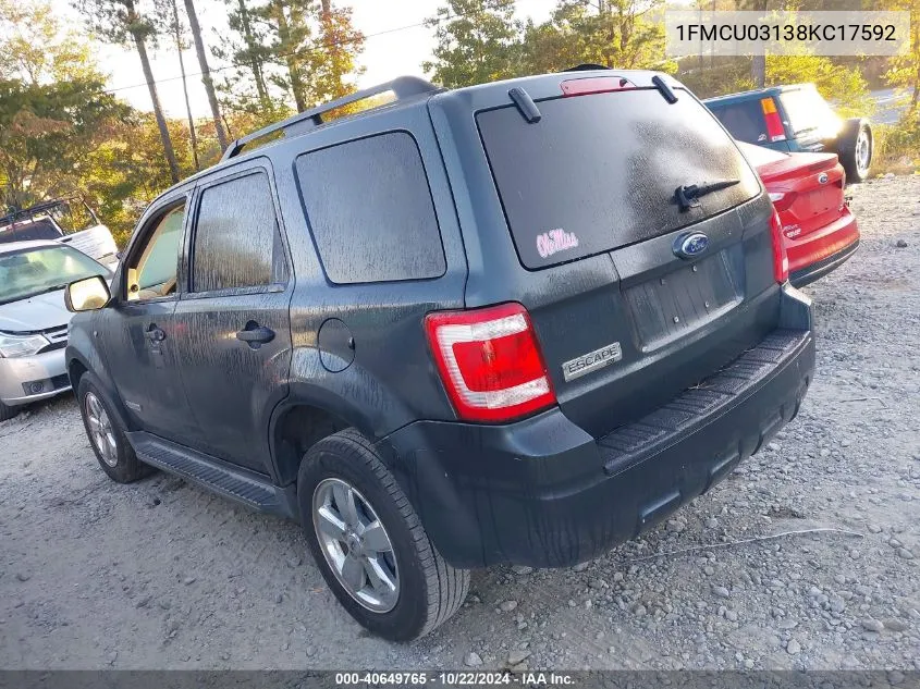 2008 Ford Escape Xlt VIN: 1FMCU03138KC17592 Lot: 40649765