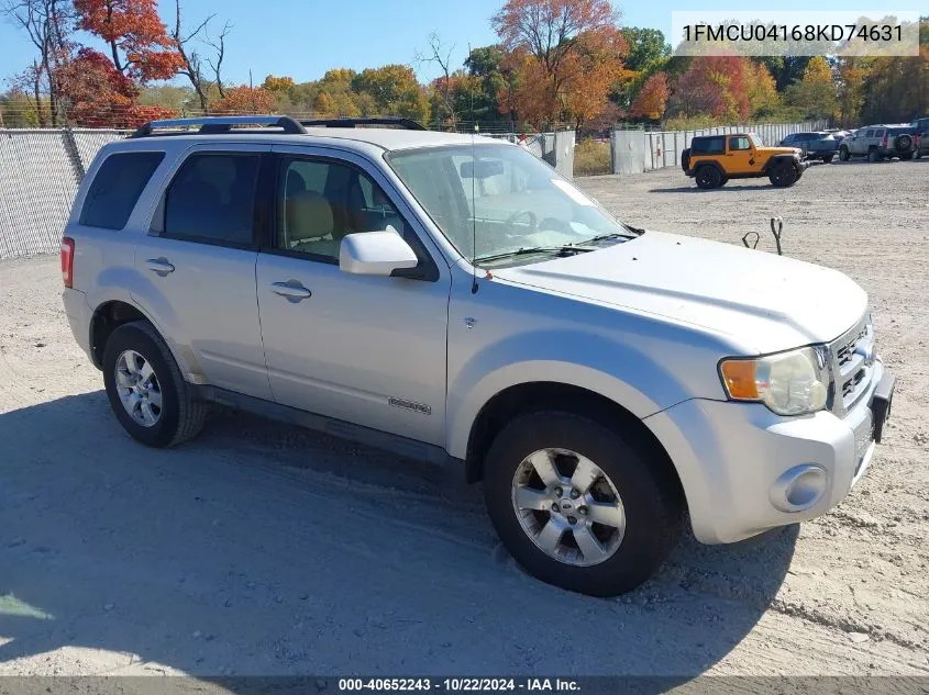 2008 Ford Escape Limited VIN: 1FMCU04168KD74631 Lot: 40652243