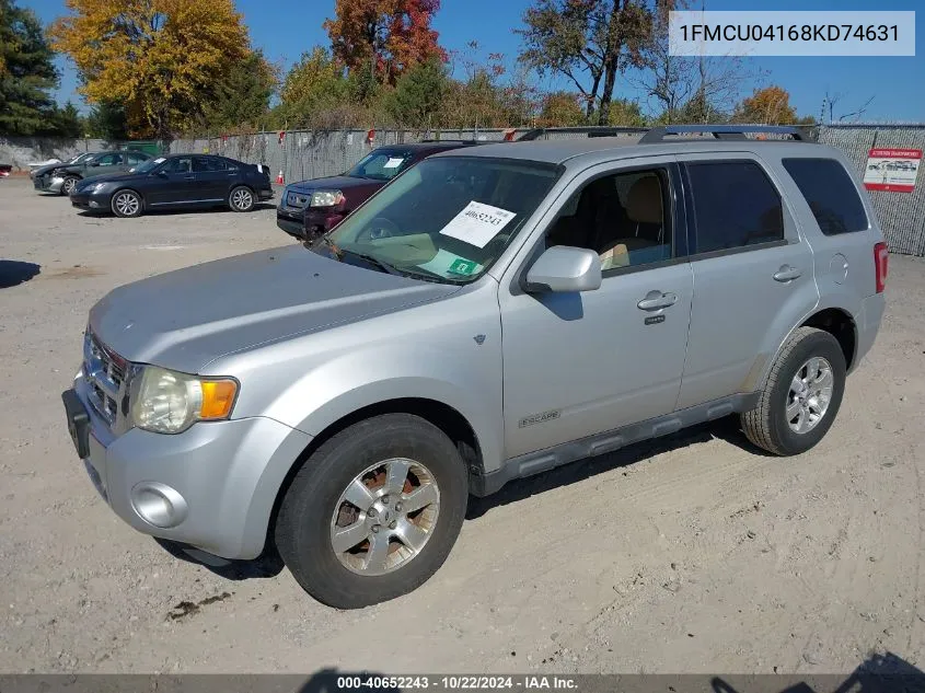 2008 Ford Escape Limited VIN: 1FMCU04168KD74631 Lot: 40652243