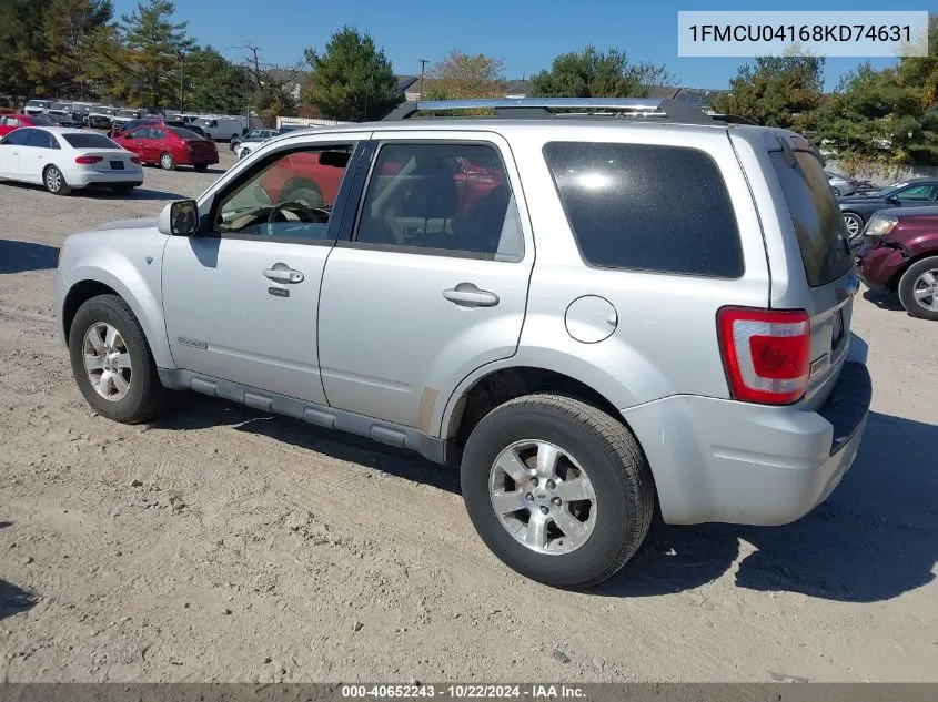 2008 Ford Escape Limited VIN: 1FMCU04168KD74631 Lot: 40652243