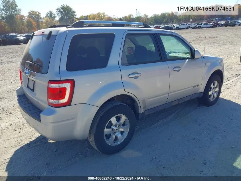 2008 Ford Escape Limited VIN: 1FMCU04168KD74631 Lot: 40652243