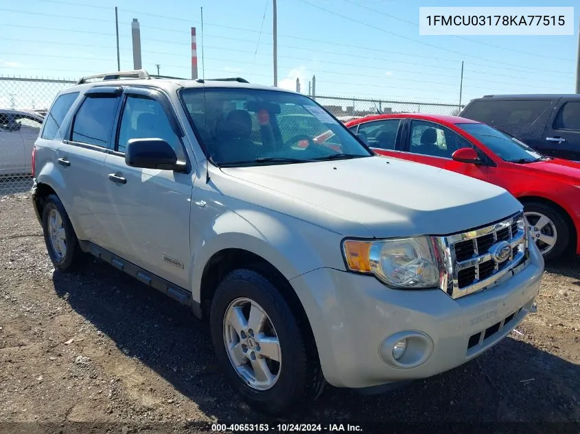 2008 Ford Escape Xlt VIN: 1FMCU03178KA77515 Lot: 40653153