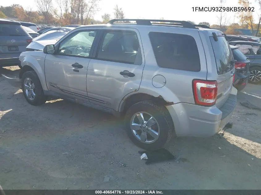 2008 Ford Escape Xlt VIN: 1FMCU93Z98KB59692 Lot: 40654776