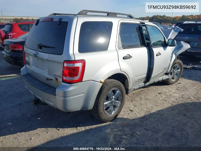 2008 Ford Escape Xlt VIN: 1FMCU93Z98KB59692 Lot: 40654776