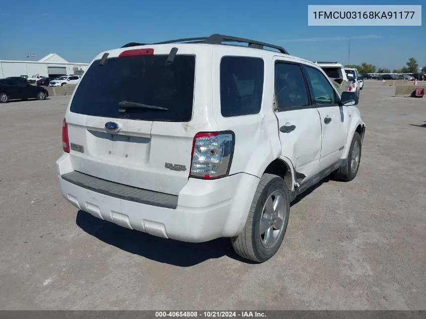 2008 Ford Escape Xlt VIN: 1FMCU03168KA91177 Lot: 40654808