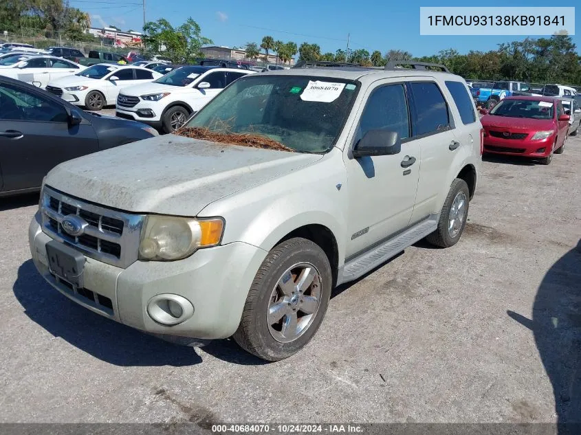 2008 Ford Escape Xlt VIN: 1FMCU93138KB91841 Lot: 40684070