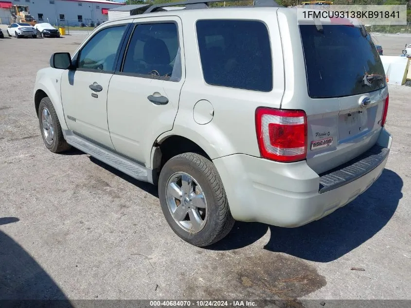 2008 Ford Escape Xlt VIN: 1FMCU93138KB91841 Lot: 40684070