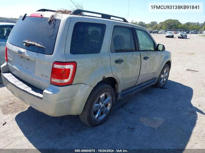 2008 Ford Escape Xlt VIN: 1FMCU93138KB91841 Lot: 40684070