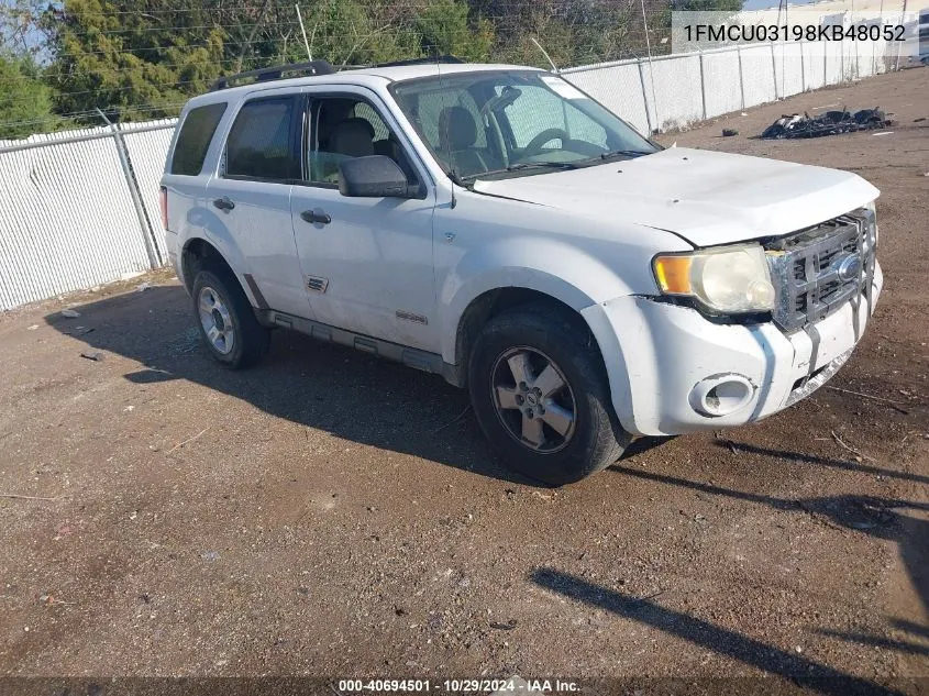 2008 Ford Escape Xlt VIN: 1FMCU03198KB48052 Lot: 40694501