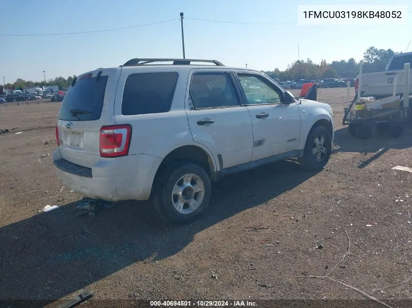 2008 Ford Escape Xlt VIN: 1FMCU03198KB48052 Lot: 40694501