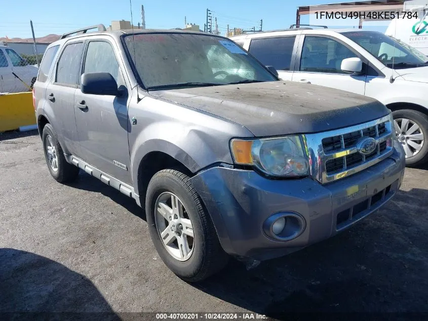 2008 Ford Escape Hybrid VIN: 1FMCU49H48KE51784 Lot: 40700201