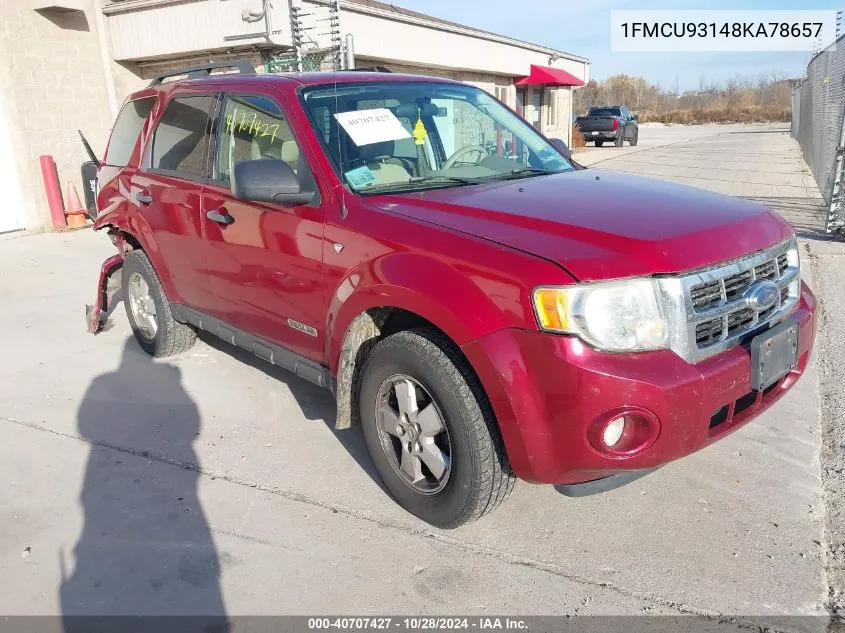 2008 Ford Escape Xlt VIN: 1FMCU93148KA78657 Lot: 40707427