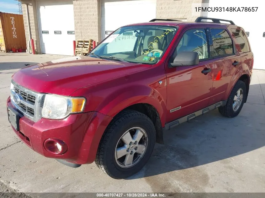 2008 Ford Escape Xlt VIN: 1FMCU93148KA78657 Lot: 40707427