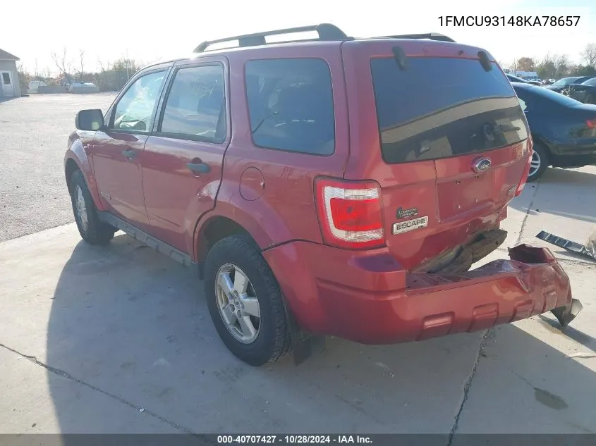 2008 Ford Escape Xlt VIN: 1FMCU93148KA78657 Lot: 40707427