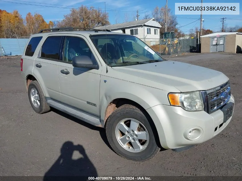 2008 Ford Escape Xlt VIN: 1FMCU03138KA92142 Lot: 40709079