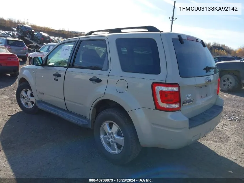 2008 Ford Escape Xlt VIN: 1FMCU03138KA92142 Lot: 40709079