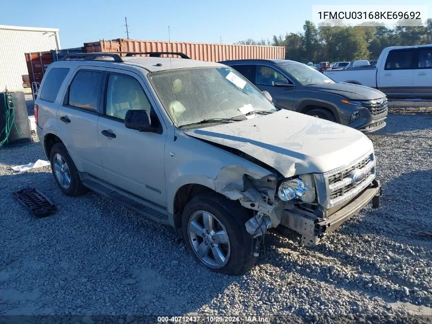 2008 Ford Escape Xlt VIN: 1FMCU03168KE69692 Lot: 40712437