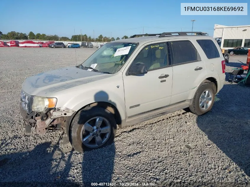 2008 Ford Escape Xlt VIN: 1FMCU03168KE69692 Lot: 40712437