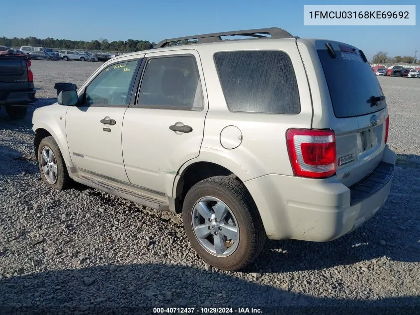 2008 Ford Escape Xlt VIN: 1FMCU03168KE69692 Lot: 40712437