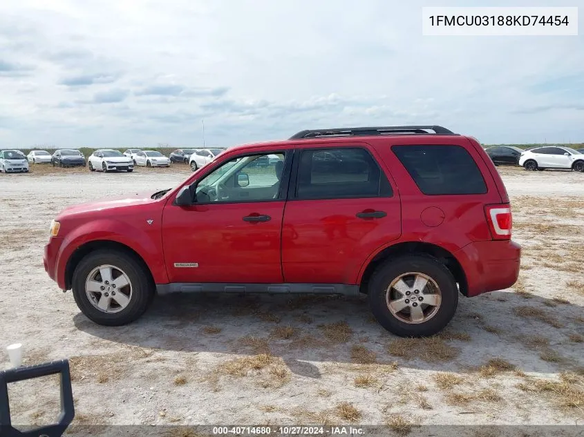 2008 Ford Escape Xlt VIN: 1FMCU03188KD74454 Lot: 40714680