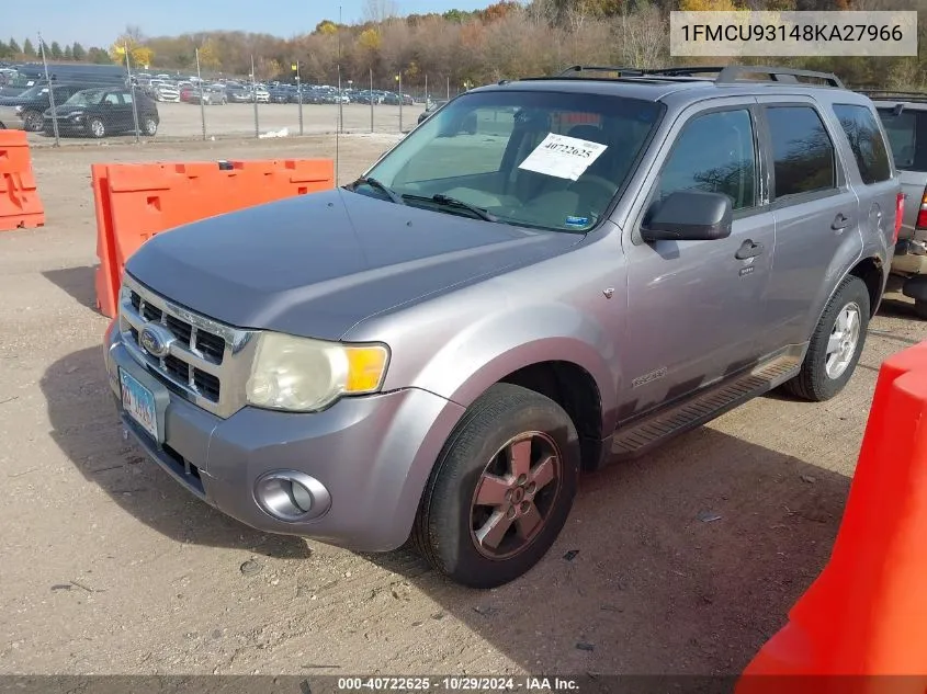 2008 Ford Escape Xlt VIN: 1FMCU93148KA27966 Lot: 40722625