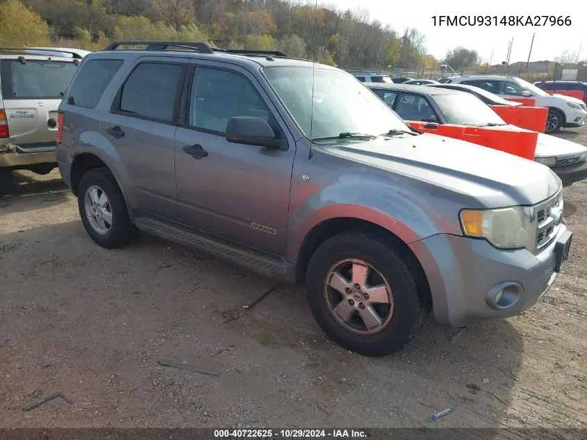 2008 Ford Escape Xlt VIN: 1FMCU93148KA27966 Lot: 40722625