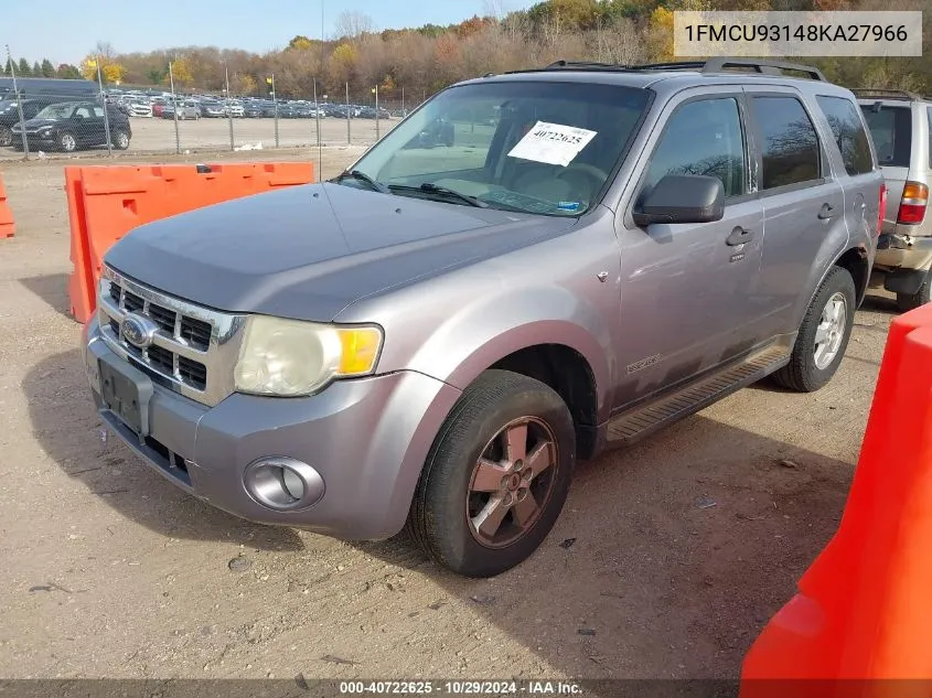 2008 Ford Escape Xlt VIN: 1FMCU93148KA27966 Lot: 40722625