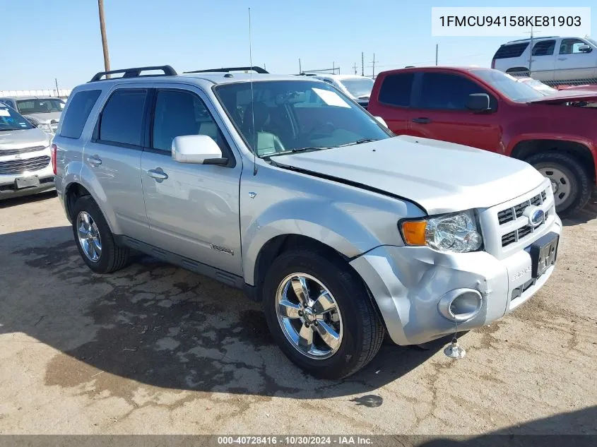 2008 Ford Escape Limited VIN: 1FMCU94158KE81903 Lot: 40728416