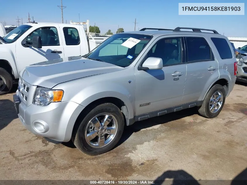 2008 Ford Escape Limited VIN: 1FMCU94158KE81903 Lot: 40728416