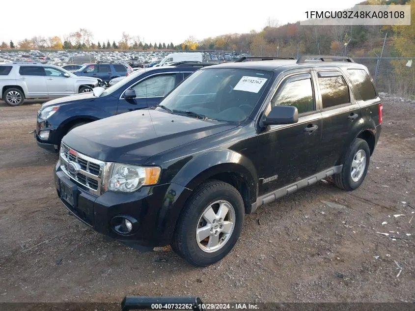 2008 Ford Escape Xlt VIN: 1FMCU03Z48KA08108 Lot: 40732262